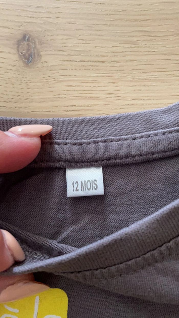 T-shirt manches longues gris 12 mois - photo numéro 2