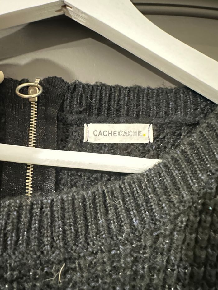 Robe pull cache cache noire  pailletée - photo numéro 3