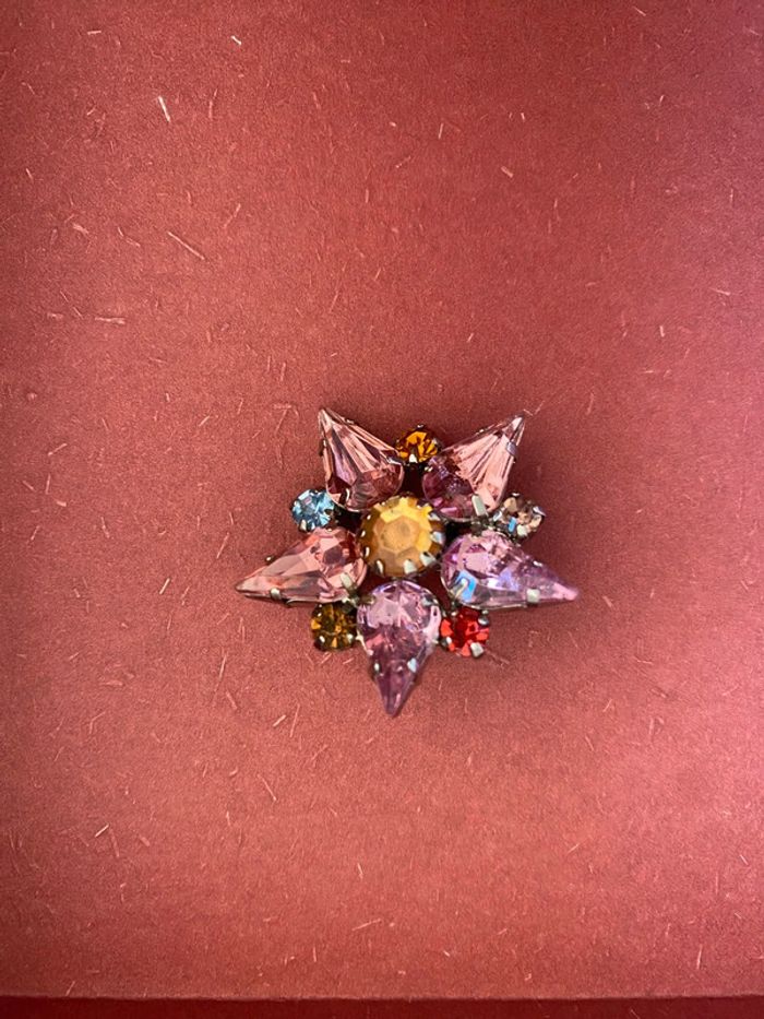 Parure bracelet et broche avec strass brillants multicolores - photo numéro 3
