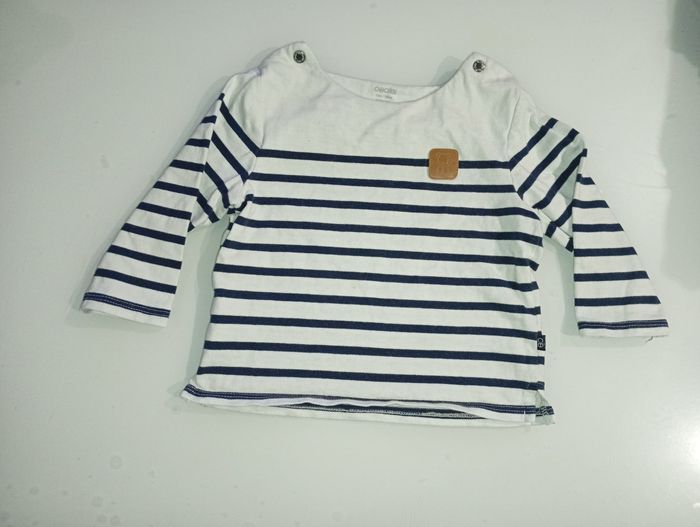 Haut marinière obaibi 12mois blanc et bleu