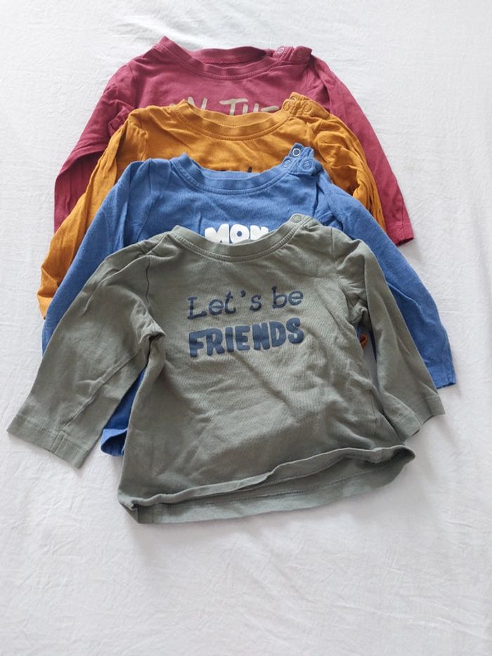 Lot 5 t-shirt manches longues Mots d'enfants 18 mois - photo numéro 2