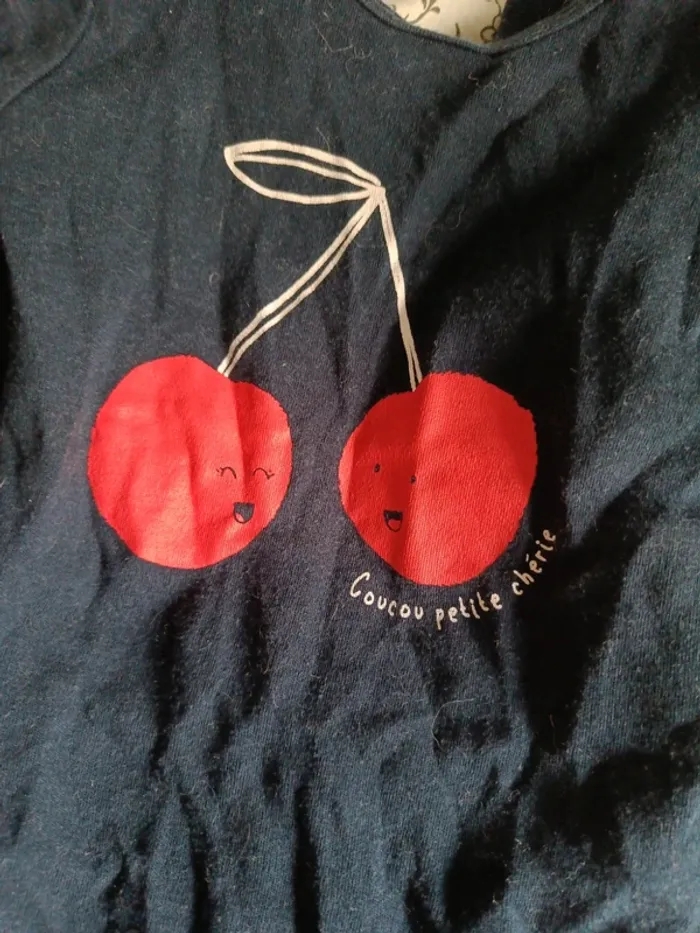 Grenouillère bleu marine petites cerises La Redoute 54cm - photo numéro 4