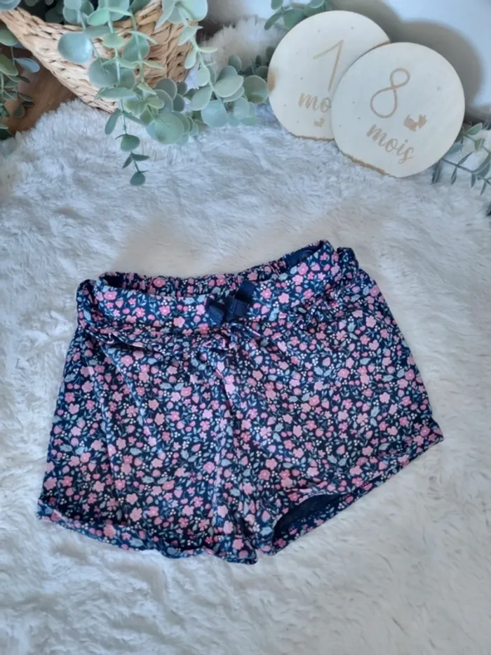 Ensemble tee-shirt et short bleu fleuri - photo numéro 4
