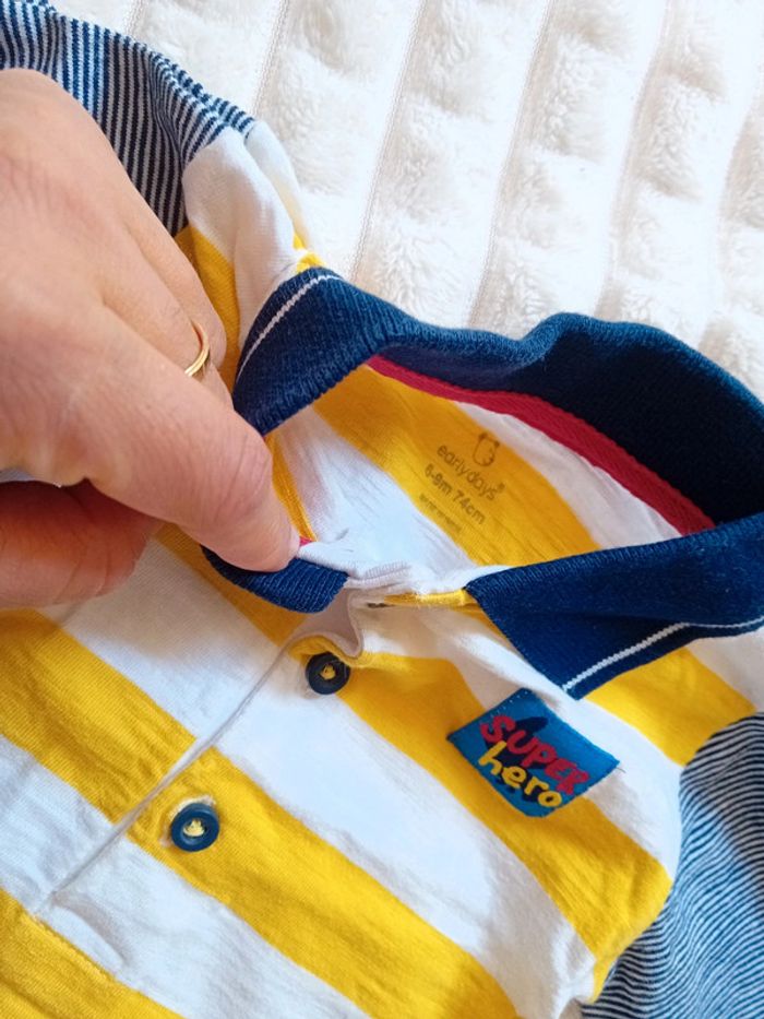 Polo ML garçon 6/9mois 💛💙 - photo numéro 3