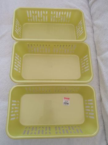 Lot de 3 paniers corbeilles jaunes