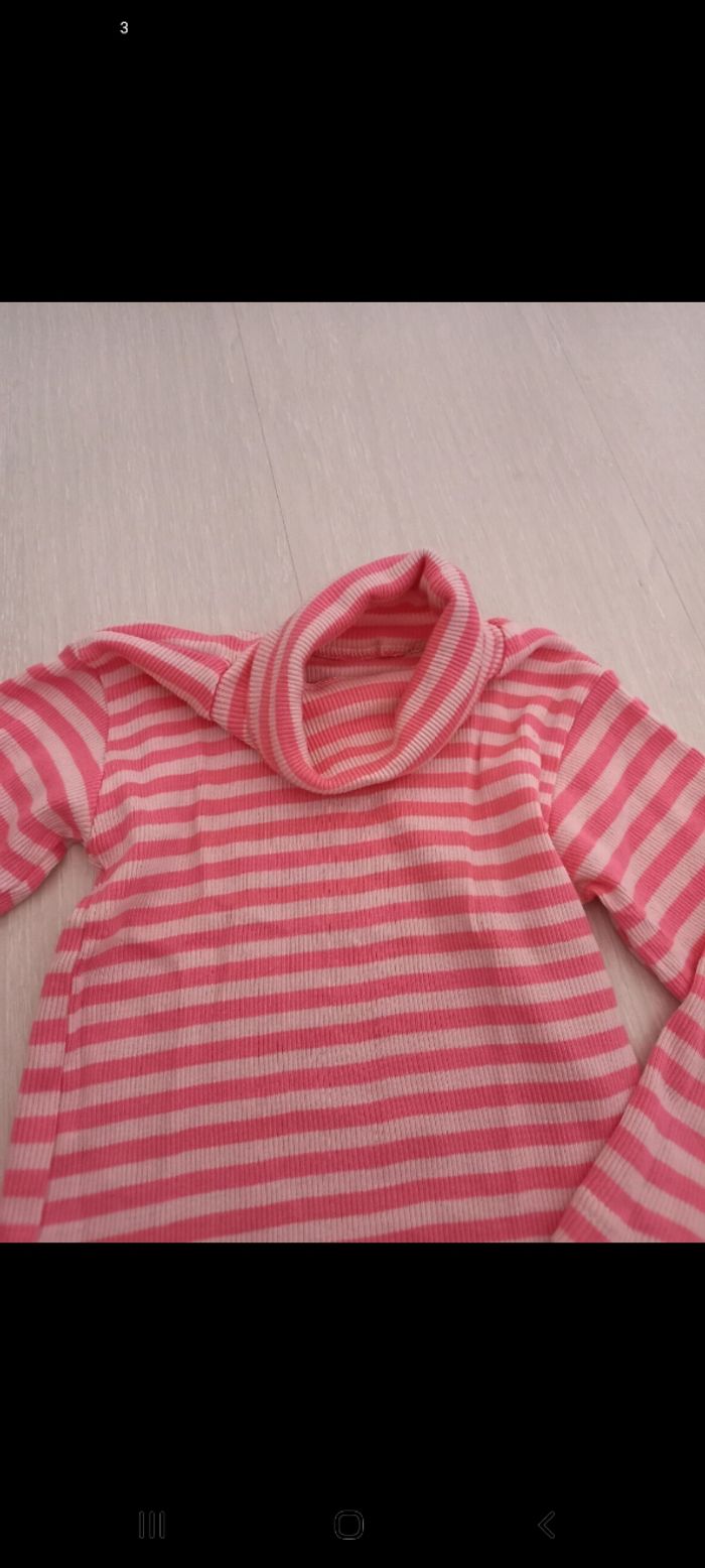 Col roulé rayé rose - photo numéro 2