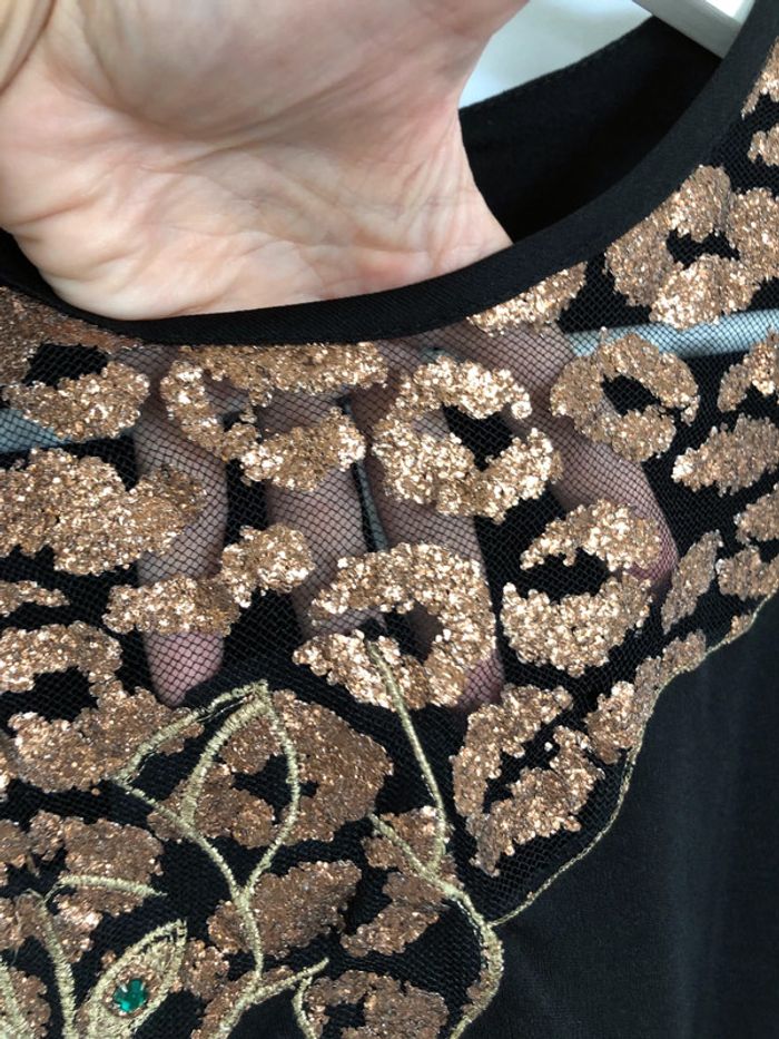 Haut noir vintage avec tigre taille 40 42 très bon état - photo numéro 15