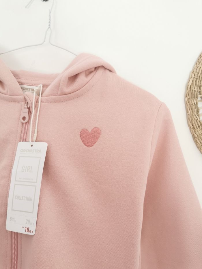 Sweat à capuche zippé rose pâle Orchestra 6 Ans - photo numéro 2