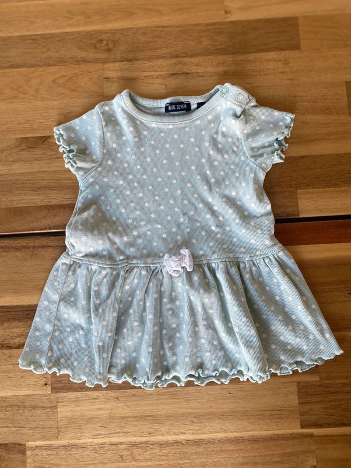 Robe vert blanc 6/9 mois