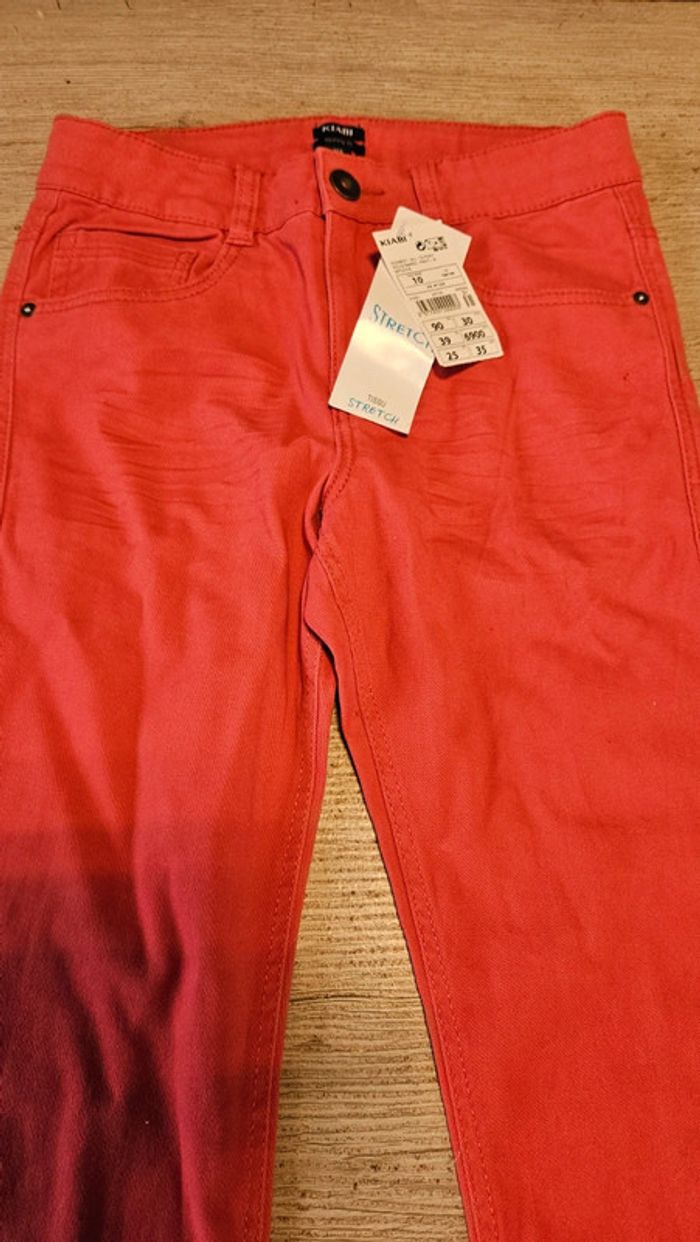 Pantalon skinny fit, rouge, Kiabi, 10 ans, neuf avec étiquette - photo numéro 4