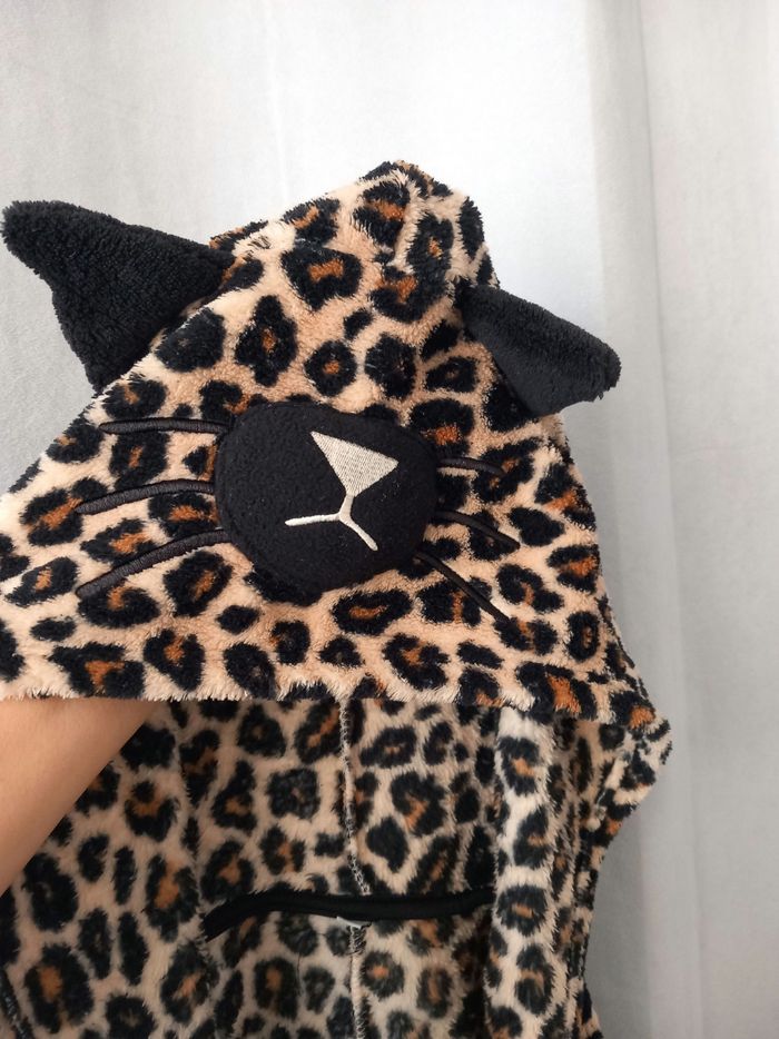 Combinaison à capuche doux chaud polaire pyjama léopard taille 36 - photo numéro 4