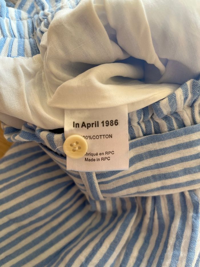 Jupe-short courte rayée en tissus - In April 1986 - Taille S/M - photo numéro 8