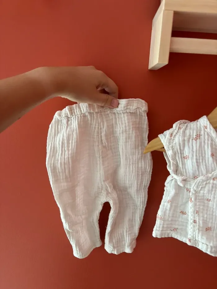 Ensemble gaze de coton blanc vertbaudet taille 3 mois - photo numéro 10