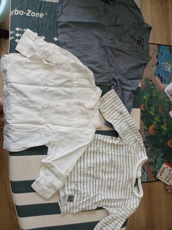 2 chemises et 1 haut manches longues 6 mois garçon