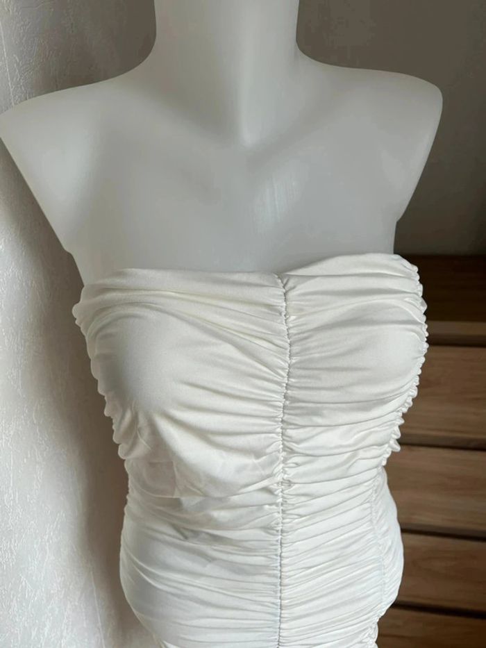 Robe bustier moulante blanche drapée sans manches– Taille S – Boutique bohème - photo numéro 5