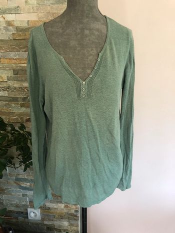 Pull fin vert en lin  Camaieu 38