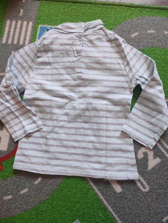 t-shirt col roulé rayures grises et bleues - photo numéro 2