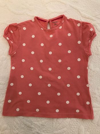 T-shirt corail à pois blanc