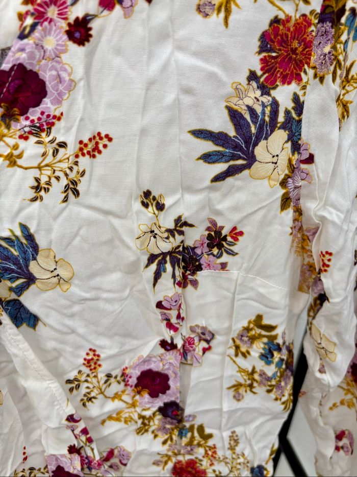 Blouse ample blanche motifs fleuris en viscose Camaïeu - Taille XL - photo numéro 4