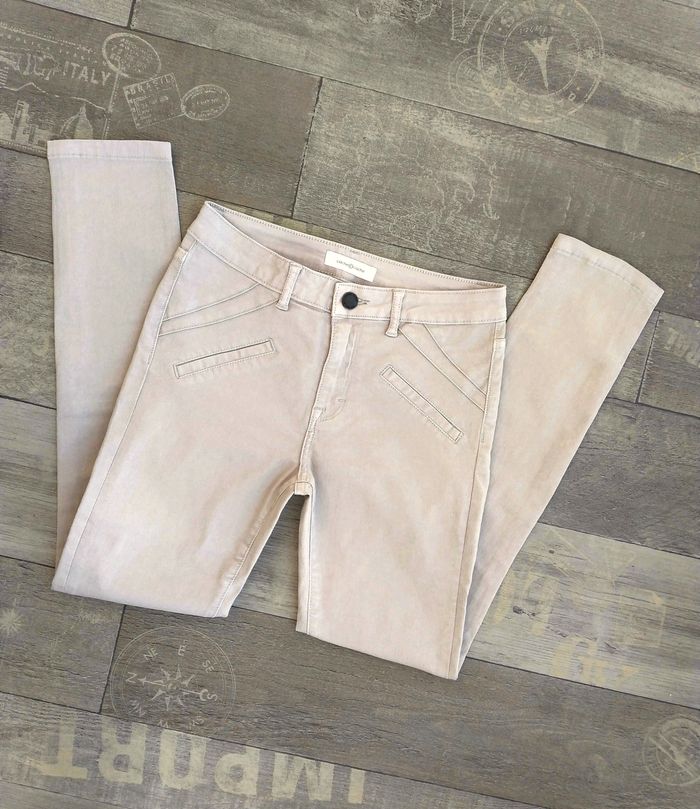 Pantalon skinny beige crème - Cache Cache • Fausses poches sur l'avant • 2 poches à l'arrière • Mati