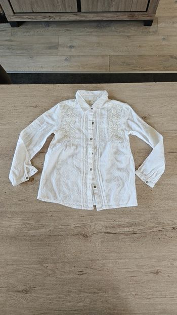 Chemisier classique blanc cassé à manches longues avec broderie, Zara Girls, 6/7 ans