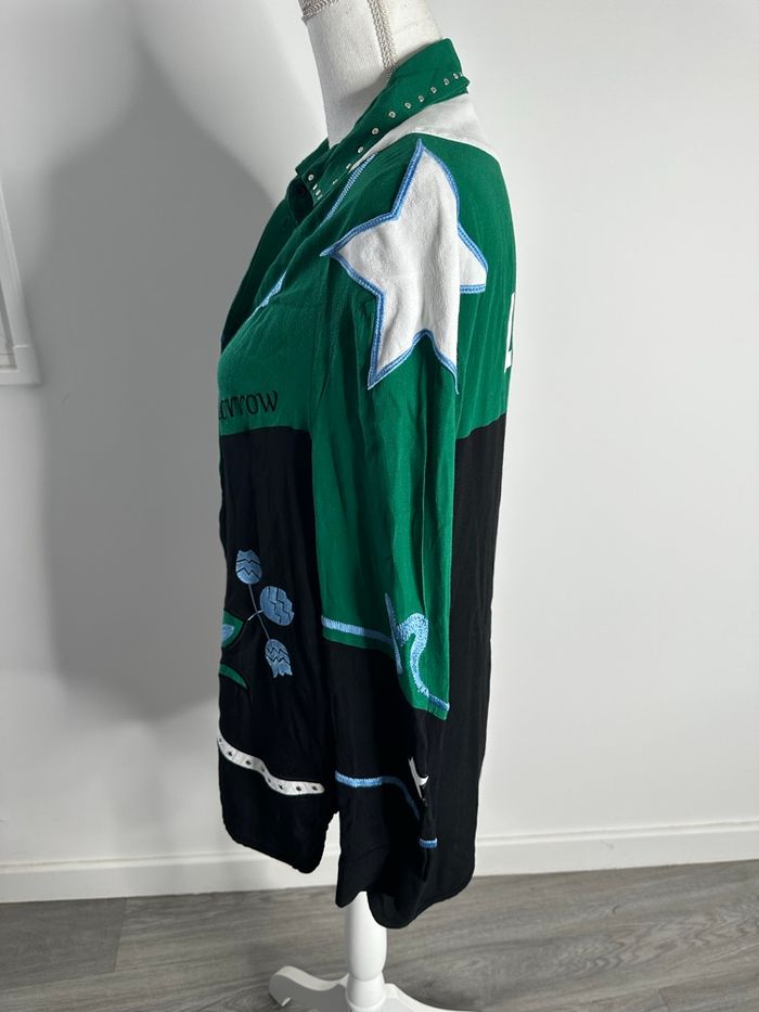 Chemise brodée verte et noire Cloevi Maje T2 38 M - photo numéro 7
