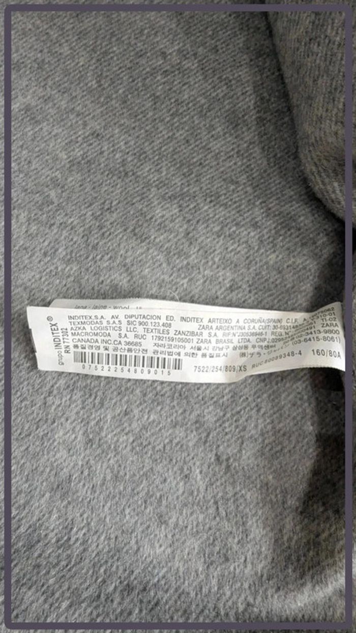 Manteau Zara taille XS femme gris - photo numéro 3