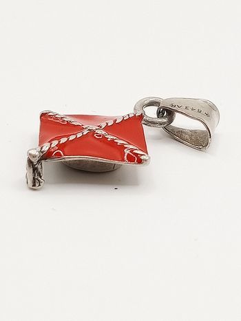 Ciondolo x collana vintage argento 925 smaltato anni  '40/'50 tocco cappello laurea università regalo