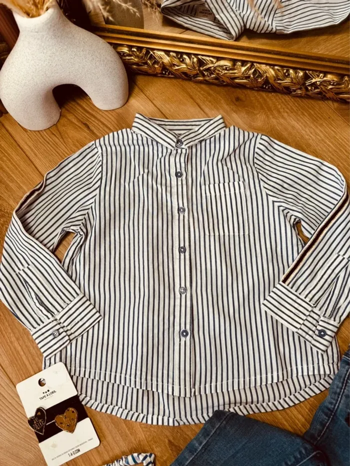 Taille 3 ans tenue 4 pièces fille TAO bleu * rayures * 🩷 - photo numéro 2