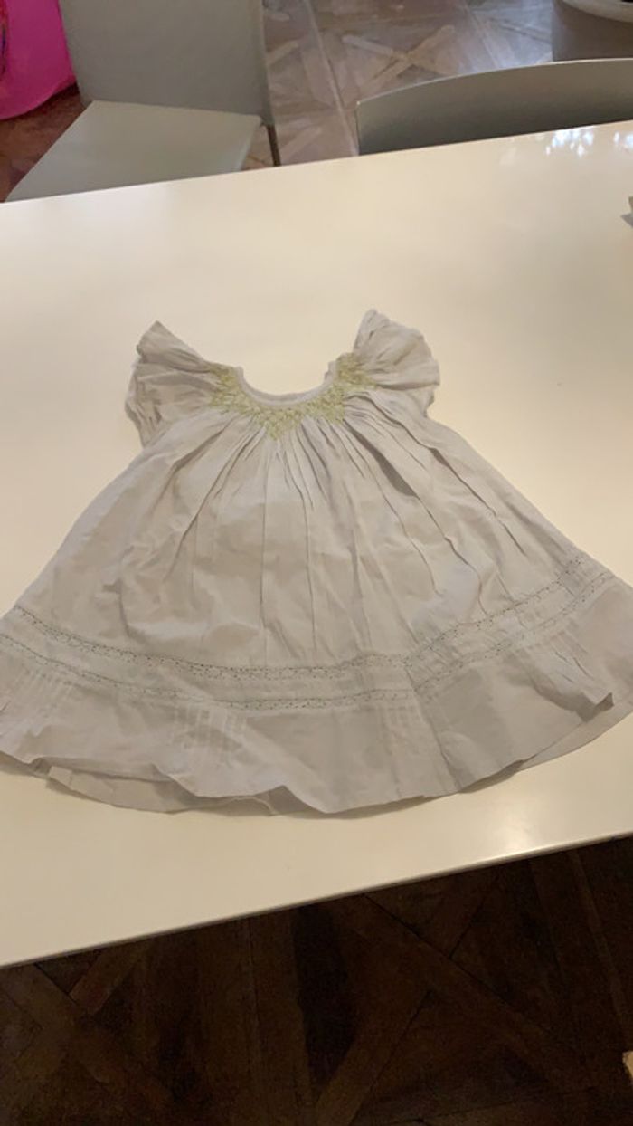 Robe gris clair et vert amande, Verbaudet, 12 mois.