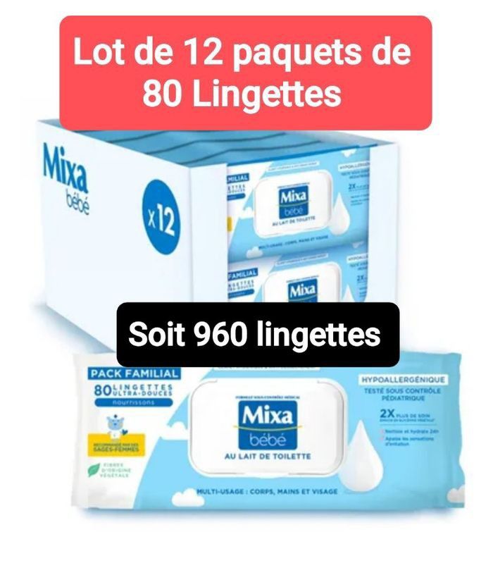 Lot lingettes bébé Mixa Bébé