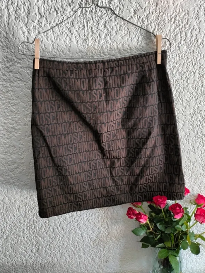 Jupe courte marron a motif t 38