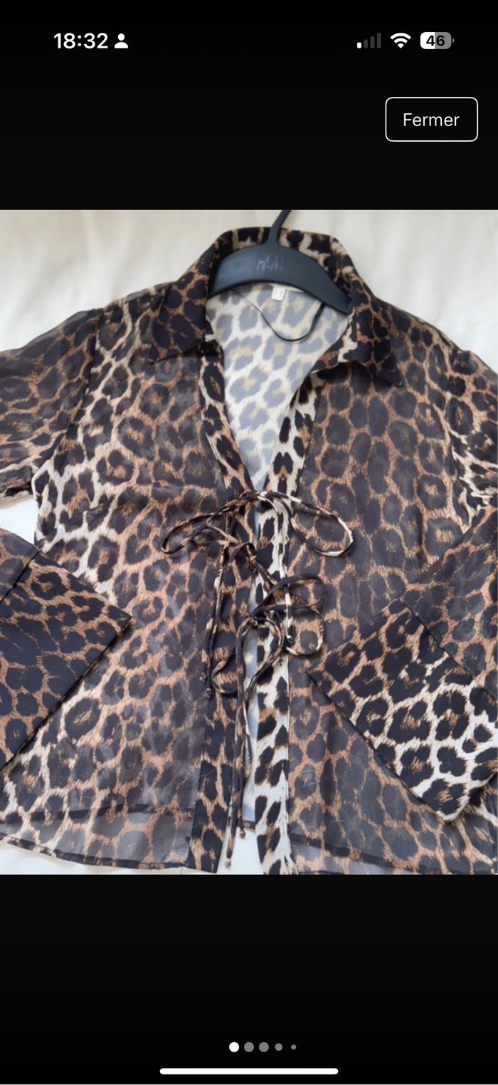 Chemise fluide transparente léopard