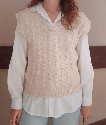 Pull débardeur sans manches maille ajourée