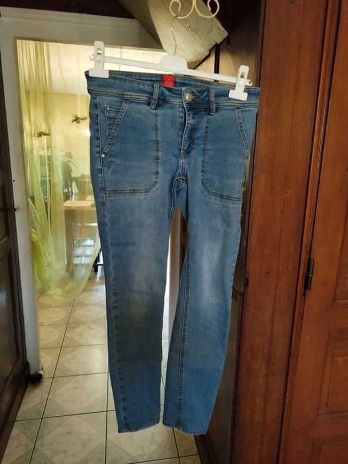 Jeans bleu clair skinny droit y2k vintage S/36 - photo numéro 2