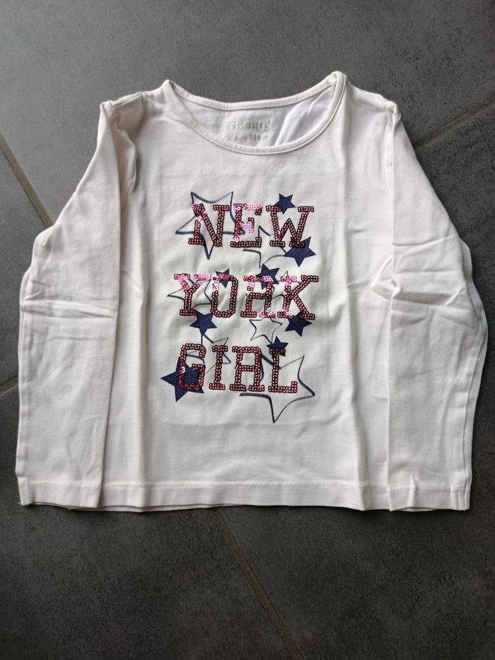 T-shirt fille manches longues 4 ans