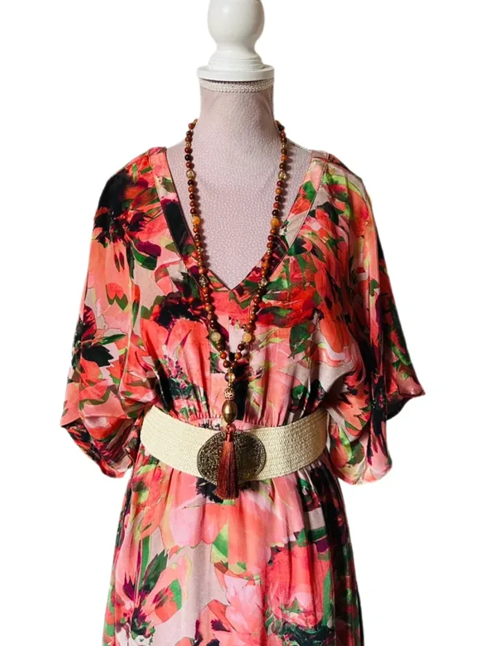 🌺🌿Robe longue bohème 38/40 Cream CREliza Peach Flower boho maxi dress🌿🌺 - photo numéro 12