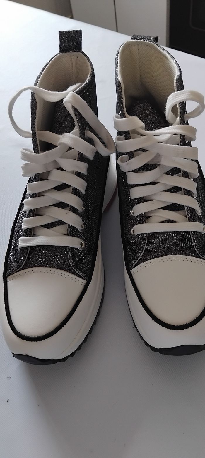 Baskets compensées Gris argentées - photo numéro 8