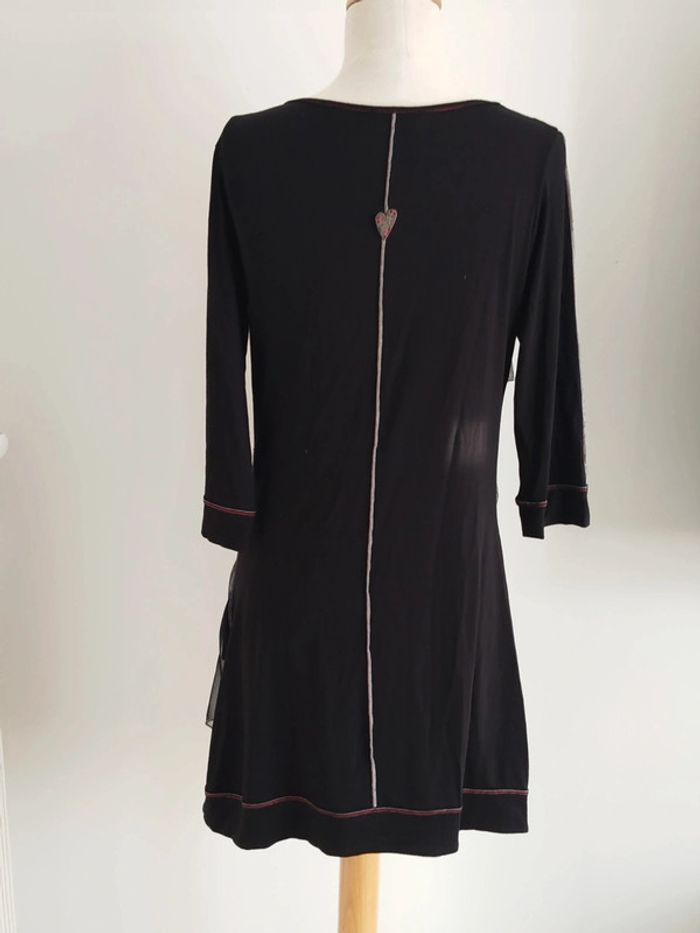 Robe noire imprimée avec voile manches 3/4 La mode est à vous taille 38 - photo numéro 3