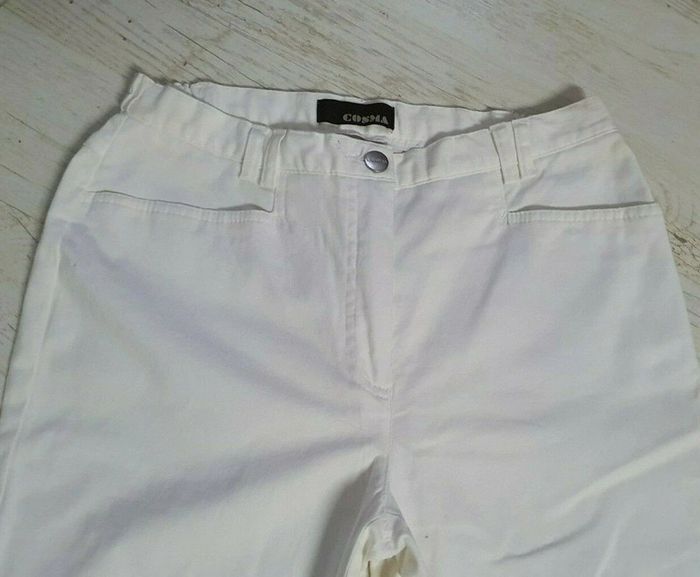 Beau pantalon blanc taille élastique coté T: 38 - photo numéro 2