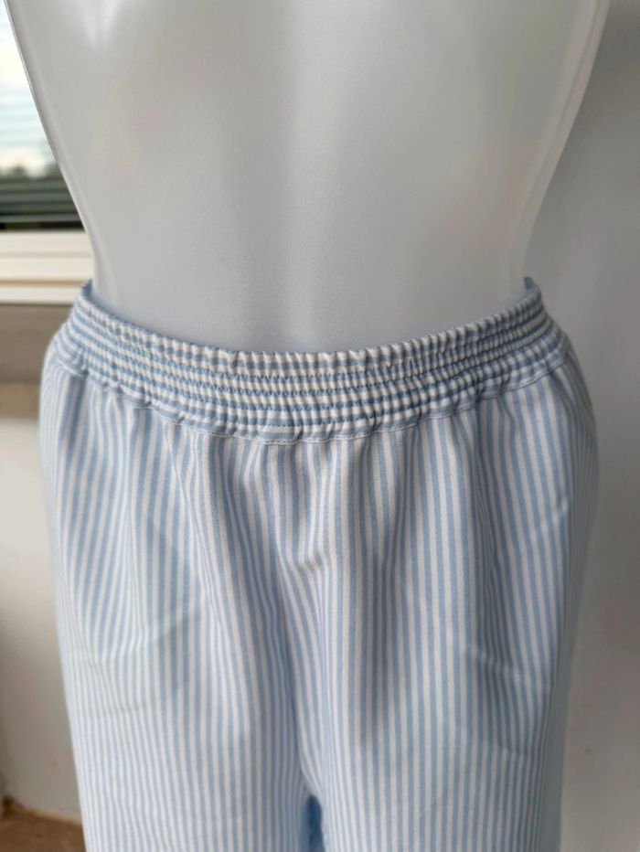 Pantalon blanc rayé bleu clair Edmée Collection - photo numéro 4