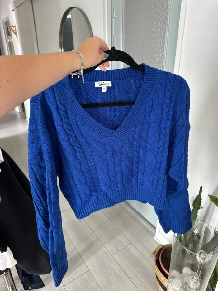 Pull bleu col V - neuf jennyfer - photo numéro 5