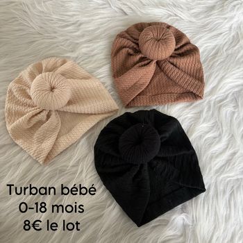 Lot de 3 turbans bébé 0-18 mois