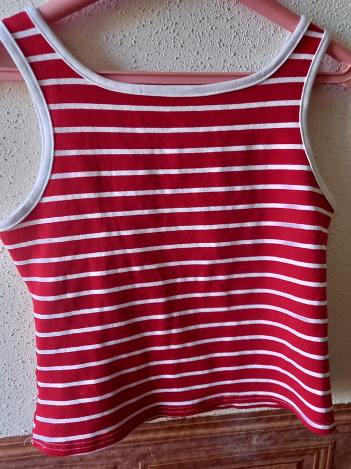 Debardeur rouge et blanc femme T; 36 - photo numéro 3