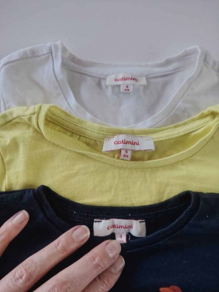 Lot de 3 t-shirts manches longues fille 4 ans catimini tbe - photo numéro 2