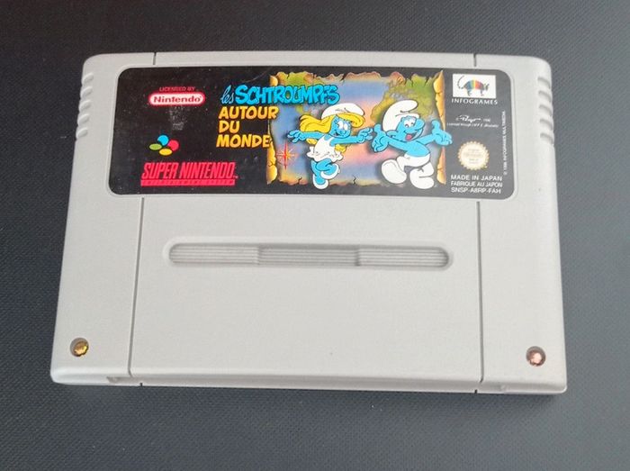 😍 rétro gaming les Schtroumpfs autour du monde super Nintendo SNES euro