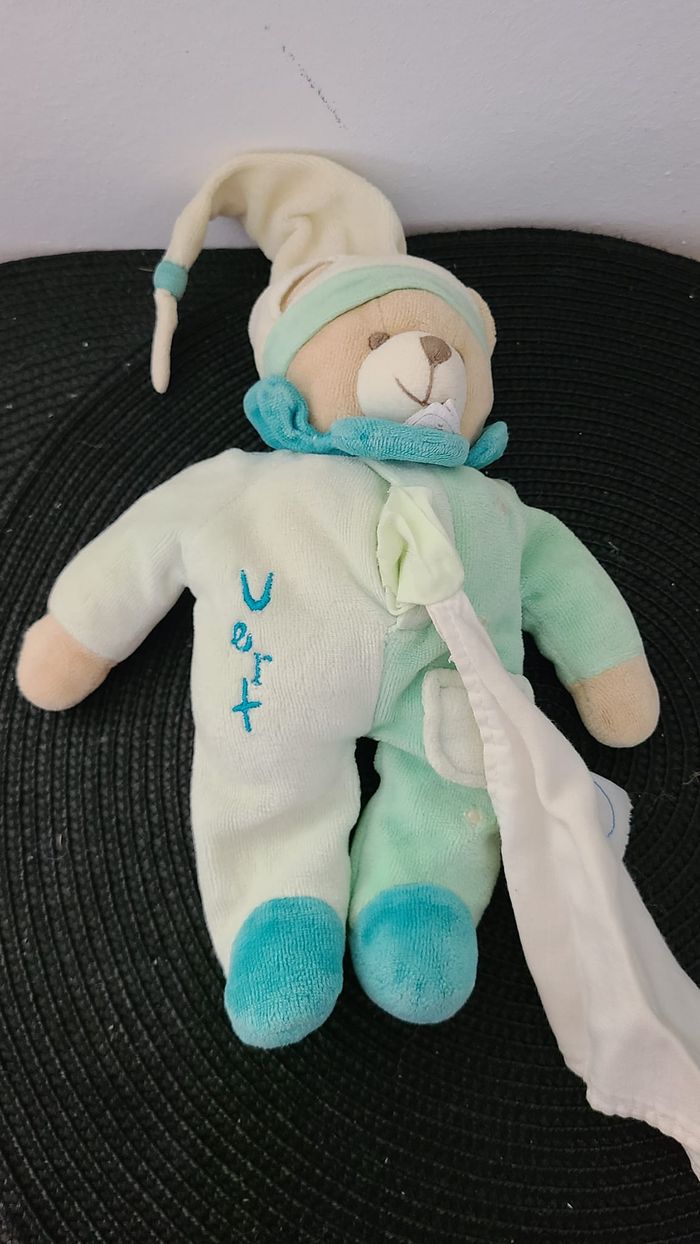 Doudou et compagnie pantin ours vert mouchoir - photo numéro 5