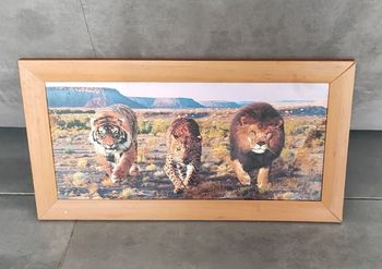 🌿 Tableau mural décoratif - Tigre / Jaguar / Lion - 56 x 30 x 1,5 cm 🌿