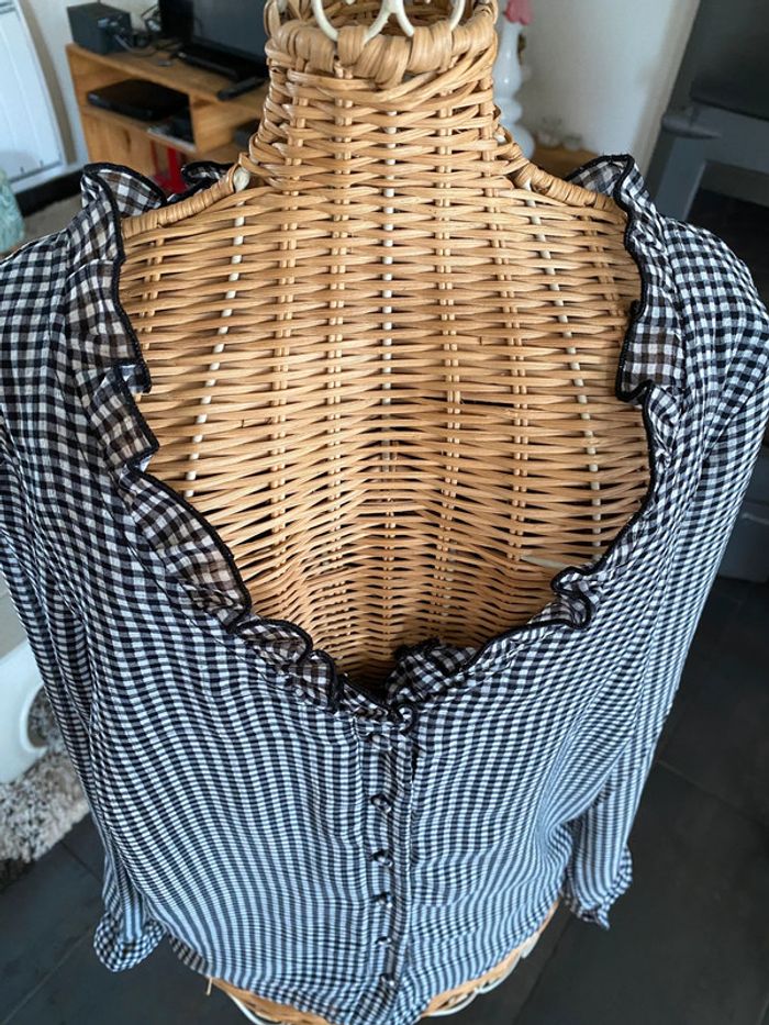 Chemise vichy noire et blanche à petits carreaux taille S / M - photo numéro 7