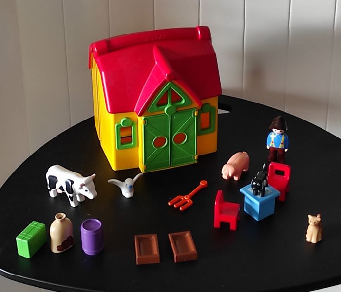 Ferme transportable Playmobil 1.2.3 – animaux, personnage et accessoires, 18-36 mois
